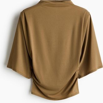 H&M Jerseyshirt mit Drapierung - Olivgr&uuml;n