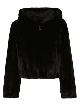 Pinko Gasteria Polyester Faux Fur Hooded Jacket