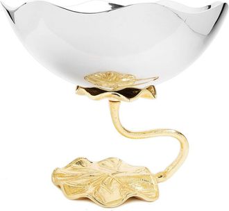Alice Pazkus Stainless Steel Footed Bowl With Lotus Flower Design