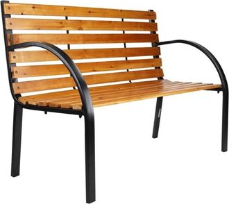 Trade Shop Trade Shop - Banco Del Banco Del Parque Con Reposabrazos En Madera Marr&oacute;n 122x60x81cm Muebles De Jard&iacute;n