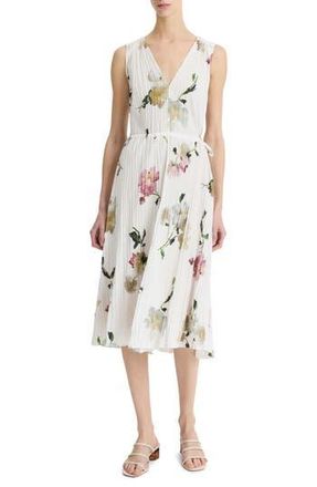 Vince Wilted Peony Print Pleated Dress in White Peony at Nordstrom Rack, Size Small