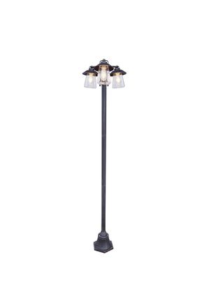 CGC Lighting Isabella Black & Bronze Vintage Triple Post Lantern with Glass Shade
