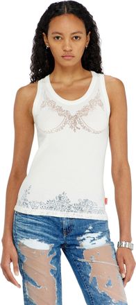 Diesel Tank top with devor&eacute; lace effect - T-Shirts - Woman - White