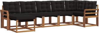 vidaXL Conjunto De Sof&aacute;s De Exterior 7 Uds. Natural Y Negro Vidaxl