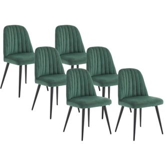 Vente-Unique Vente-unique - Lotto di 6 sedie Velluto e Metallo Nero Verde - eleana