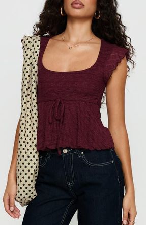 Princess Polly Auroraah Ruffle Babydoll Crop Top in Cherry at Nordstrom, Size 2