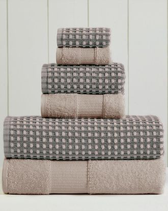 Modern Threads 6Pc Yarn-Dyed Cobblestone Jacquard Towel Set
