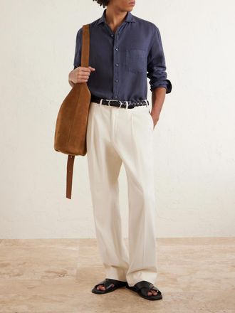 Fedeli Phil Cutaway-Collar Linen Shirt