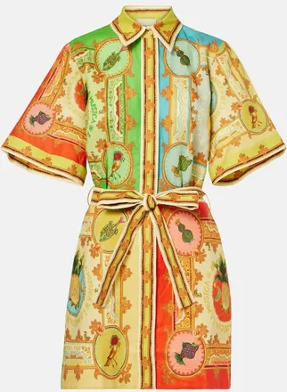 Alemais La Musica printed linen shirt dress