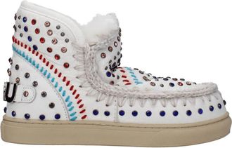 Mou Leren Enkellaarsjes - Dames - Winterlaarzen - Wit - 36 EU - Leer - Schoenen