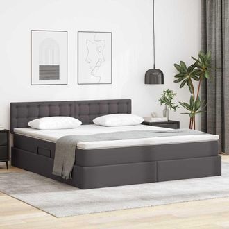 vidaXL Vidaxl Letto Con Contenitore E Materasso Grigio 160 X 200 Cm