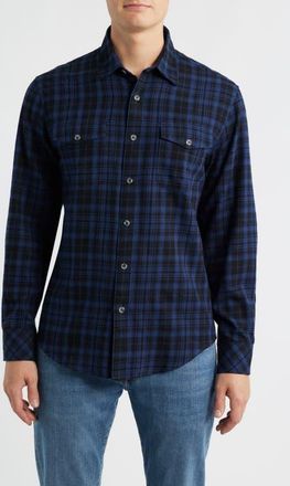 James Campbell Ysabel Trim Fit Plaid Cotton Button-Up Shirt in Blue at Nordstrom, Size Xx-Large