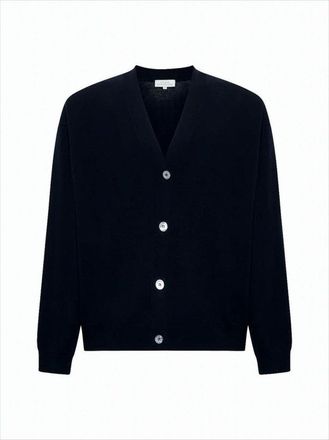 STUDIO NICHOLSON Relaxed Fit Wool Cardigan With Deep V-Neck