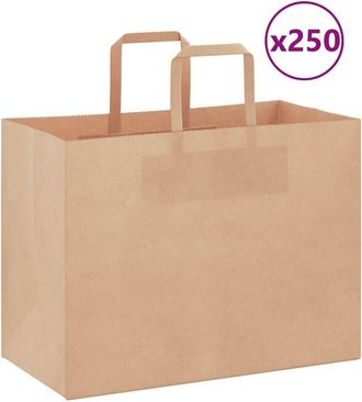 vidaXL Bolsas De Papel Con Asas 250 Uds Marr&oacute;n 32x17x25 Cm Vidaxl