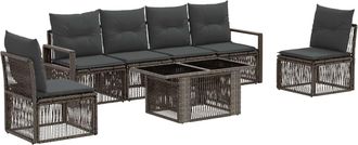 vidaXL Conjunto De Sof&aacute;s De Jard&iacute;n 7 Uds. Gris Y Gris Oscuro Vidaxl