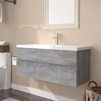 vidaXL Mueble De Ba&ntilde;o Con Lavabo Madera Contrachapada Gris Sonoma Vidaxl