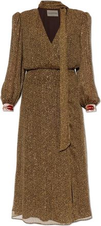 Valentino Garavani Jurk met Lurex Garen - Dames - Casual kleedjes - Bruin - S - Kleedjes