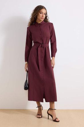 Trendyol Modest Dames Paars Effen Maxi Lang Casual Skater Modest Jurken