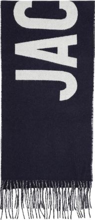 Jacquemus Blauwe Wollen Sjaal Franje Randen - Heren - Wintersjaals - Blauw - ONE Size - Wol - Accessoires