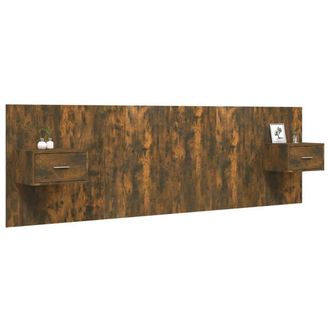 Berkfield Home Classic Bed Headboard with Cabinets Smoked Oak Engineered Wood in Brown