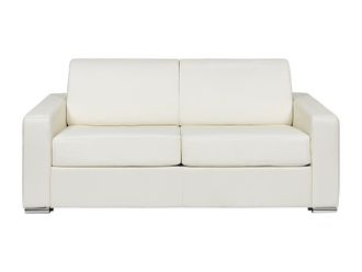 VENTE-UNIQUE.COM Sof&aacute; cama 100% piel 3 plazas blanco 194x223cm