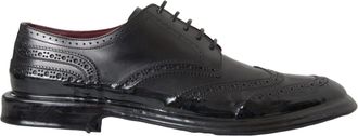 Dolce & Gabbana Black Leather Oxford Wingtip Formal Men Mens Shoes