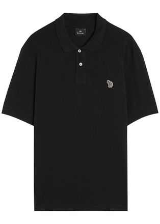 Paul Smith Appliqu&eacute;d Piqu&eacute; Cotton Polo Shirt - Black - Xxl