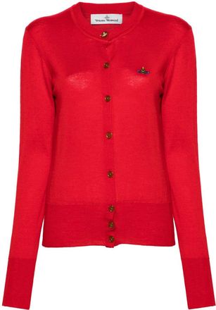 Vivienne Westwood Orb-embroidered fine-knit cardigan - women - Silk/Merino - M