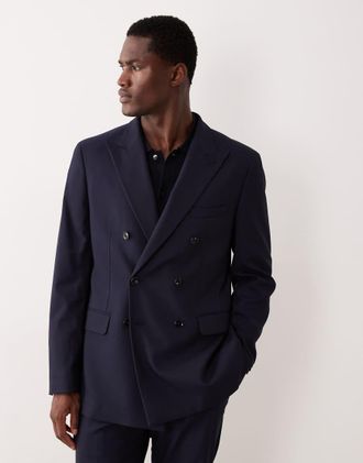 Mango Blazer sartoriale slim blu navy doppiopetto in coordinato