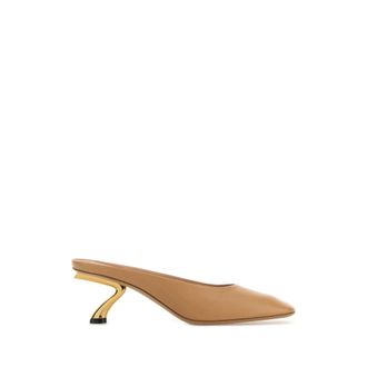 Ferragamo Sculptural Heel Mule - Dames - Muiltjes - Bruin - 37 1/2 EU - Leer - Schoenen