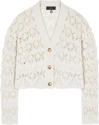Alanui Open-Knit Cropped Cardigan with Scalloped Edges
