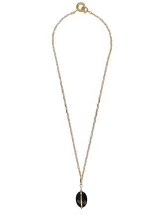 Isabel Marant Round Stone Pendant Brass Necklace
