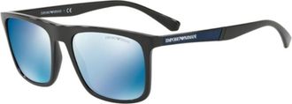 Emporio Armani Dark Blue Mirror Square Mens Sunglasses EA4097 501755 56