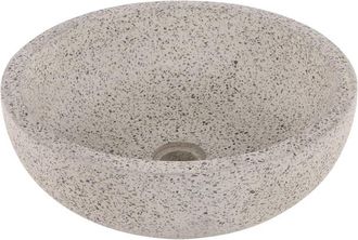 Differnz Terrazzo waskom - 40x40x15cm - rond - terrazzo - mat wit/zwart