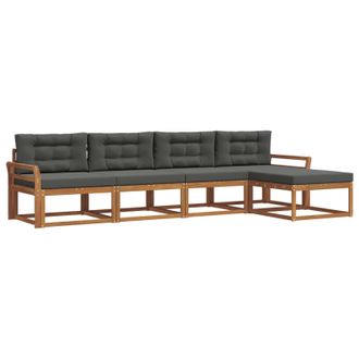 vidaXL Conjunto De Sof&aacute;s De Exterior 5 Pcs Natural Y Antracita Vidaxl
