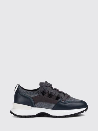 Doucal's Low-Top Sneakers in Calfskin and Wool with a Bicolor Design
