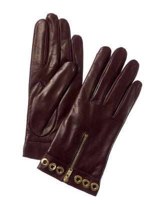 Portolano Zipper & Eyelets Leather Gloves