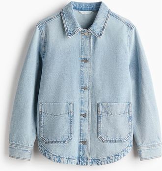 H&M Denim Shacket in Light Denim Blue at Nordstrom, Size Xx-Small
