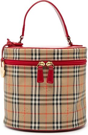 Burberry 20th Century Haymarket Check Canvas vanity bag - women - Canvas/Calf Leather/Leather - One Size - Brown