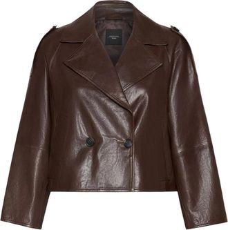 Max Mara Dames, Jassen, Bruin, Maat: S Leer