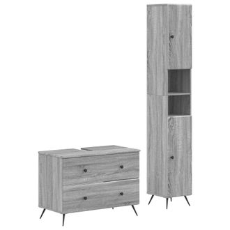 vidaXL Juego De Gabinete De Ba&ntilde;o De 2 Piezas Breda Sonoma Gris Vidaxl