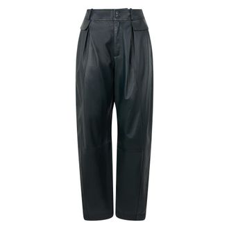 Alberta Ferretti Leather Trousers with a loose fit - female - Alberta Ferretti - Leather Trousers - Black - S - Trousers