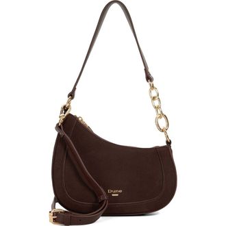 Dune London Direction Leather Shoulder Bag in Dark Brown at Nordstrom