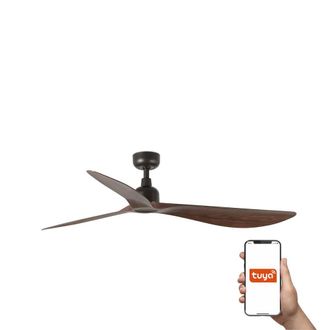 Netlighting Outwood Large 3 Blade Ceiling Fan Dark Brown Tuya Smart System