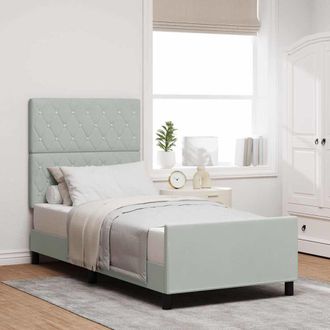 vidaXL Struttura Del Letto Grigio Chiaro 90 X 200 Cm Velluto - Vidaxl