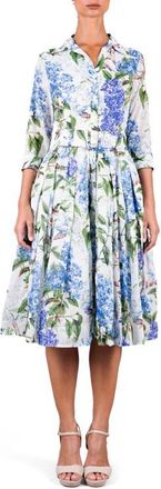 Samantha Sung Lilac Heaven New Midi Shirtdress in White Aqua at Nordstrom, Size 12