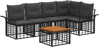 vidaXL Conjunto De Sof&aacute;s De Exterior 6 Uds. Negro Y Gris Oscuro Vidaxl