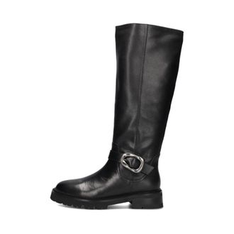 Stefano Lauran Schoenen, Dames, Zwart, 38 EU, Wol, Zwarte leren kniehoge laarzen