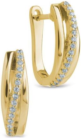 Sterling Forever Benedetta Twist Pav&eacute; Hoop Earrings in Gold at Nordstrom Rack