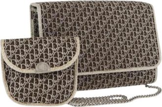 Dior Pre-owned Trotter Canvas Schoudertas - Dames - Vintage Clutch - Bruin - ONE Size - Vintage